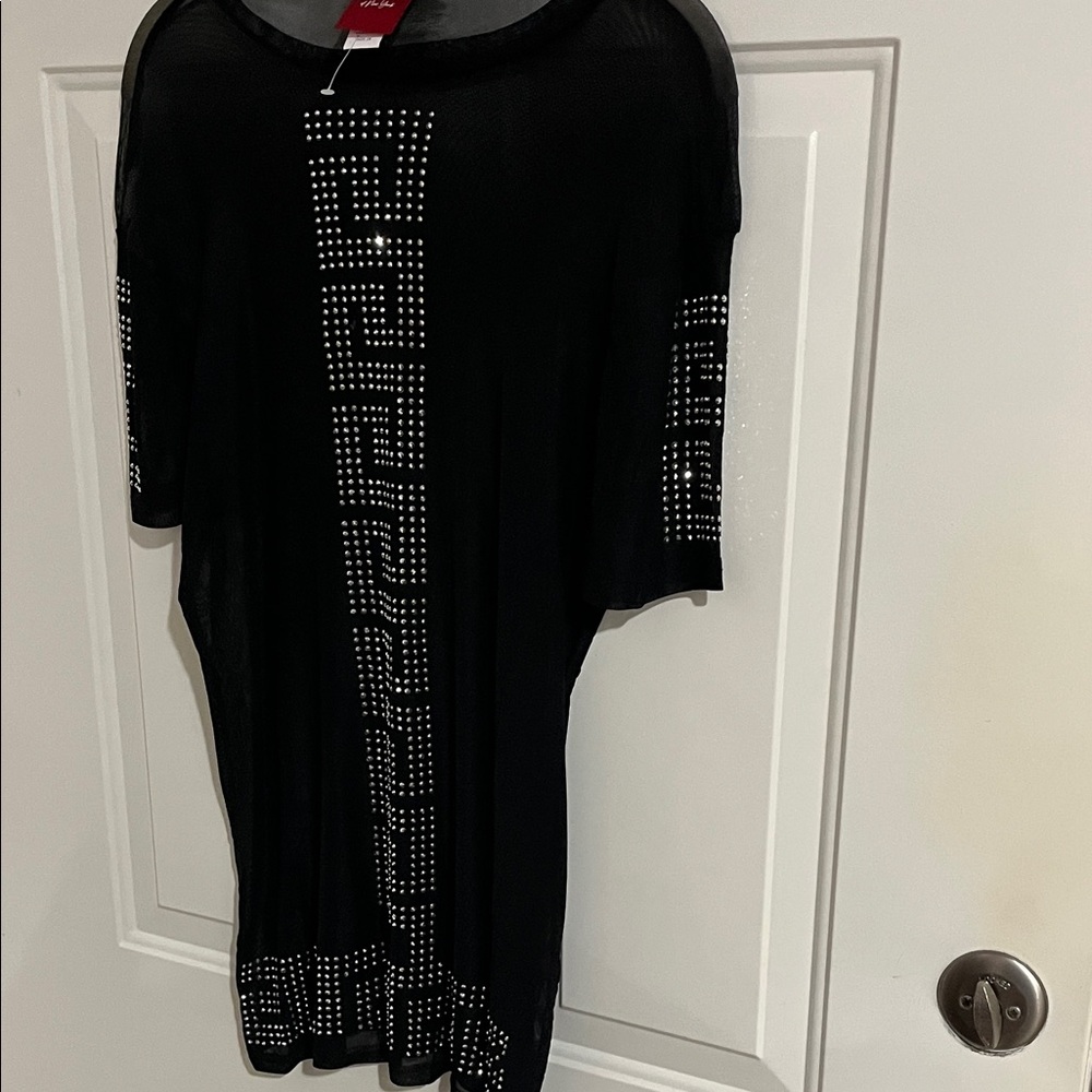 Chic Black Studded Women's Top